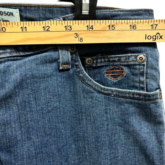 Harley Davidson Womens Boot Cut Jeans Size 12 Blue Denim Mid-Rise Relaxed Fit - Picture 5 of 10